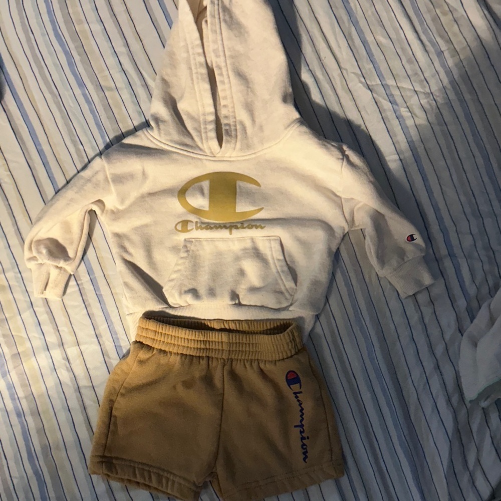 Champion Cream and Gold Hoodie Set